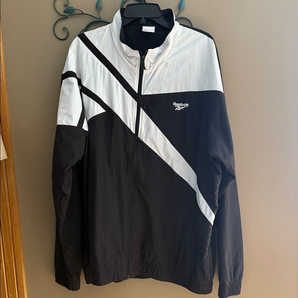 Reebok Classic Men's Black and White full zip Jacket